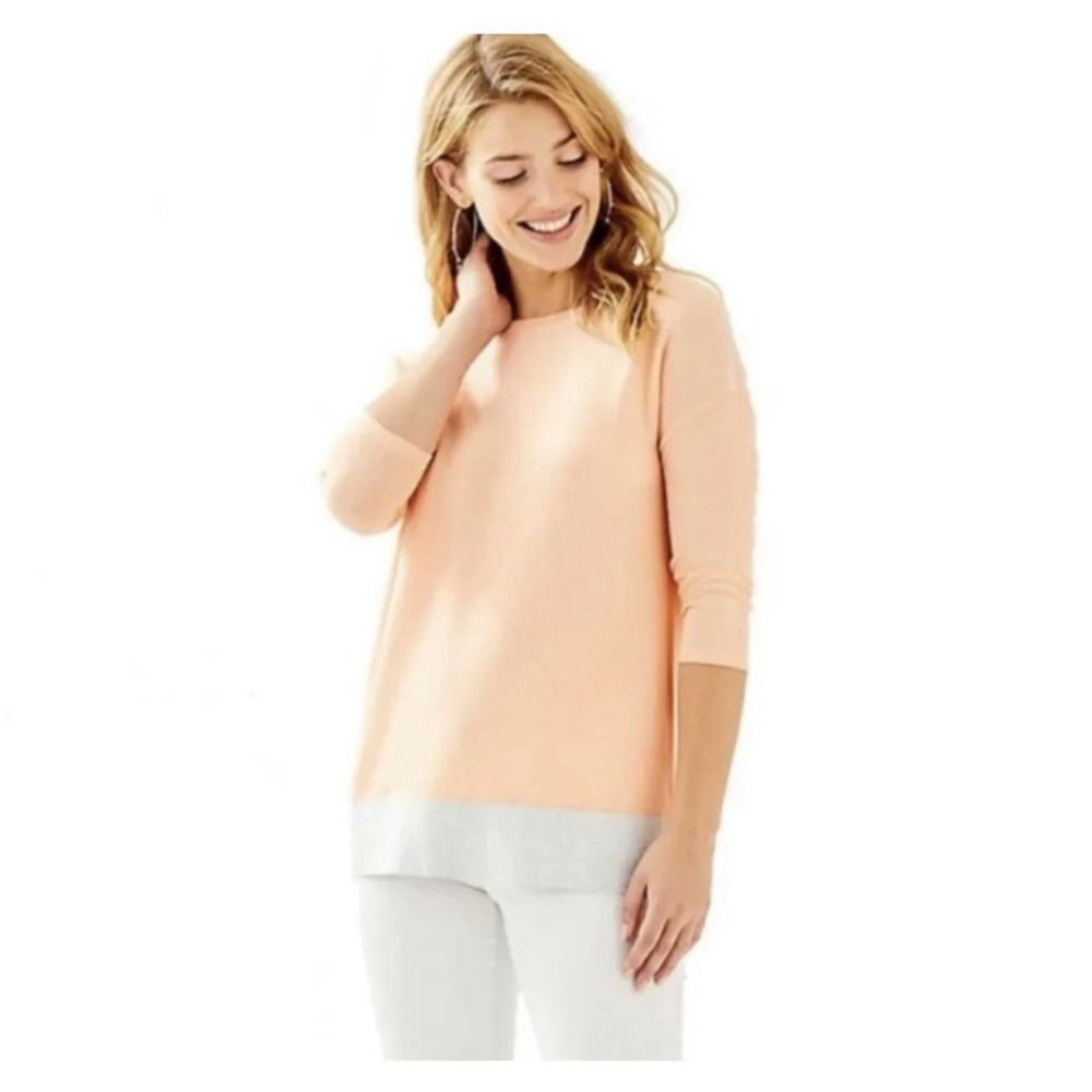 Lilly Pulitzer Dana CoolMax Sweater M Peach Colorblock Knit - Picture 1 of 5